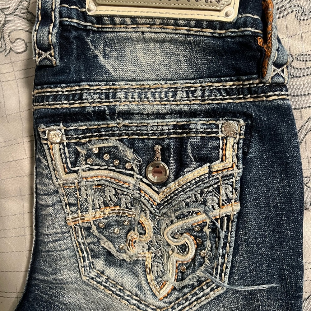 Embellished Rock Revival Blue Jeans